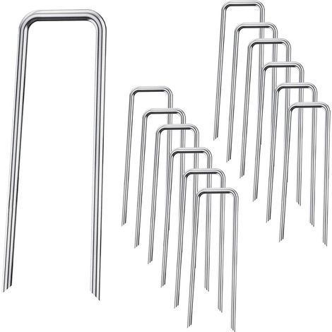 Aiducho Heringe, 50 U-förmige Nägel Zur Befestigung Von Kunstrasen, Netzen, Stoffen, Zelten, Wasserrohren Usw. (3 Mm, 4 X 10 Cm)