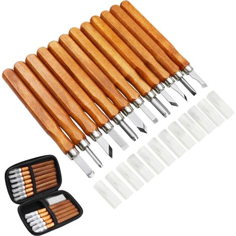 Aiducho 14-teiliges Holzschnitzwerkzeug-set – Professionelle Schnitzmeißel, Messergriffe, Schnitzen Für Experten Und Anfänger, Mit Schutzhüllen