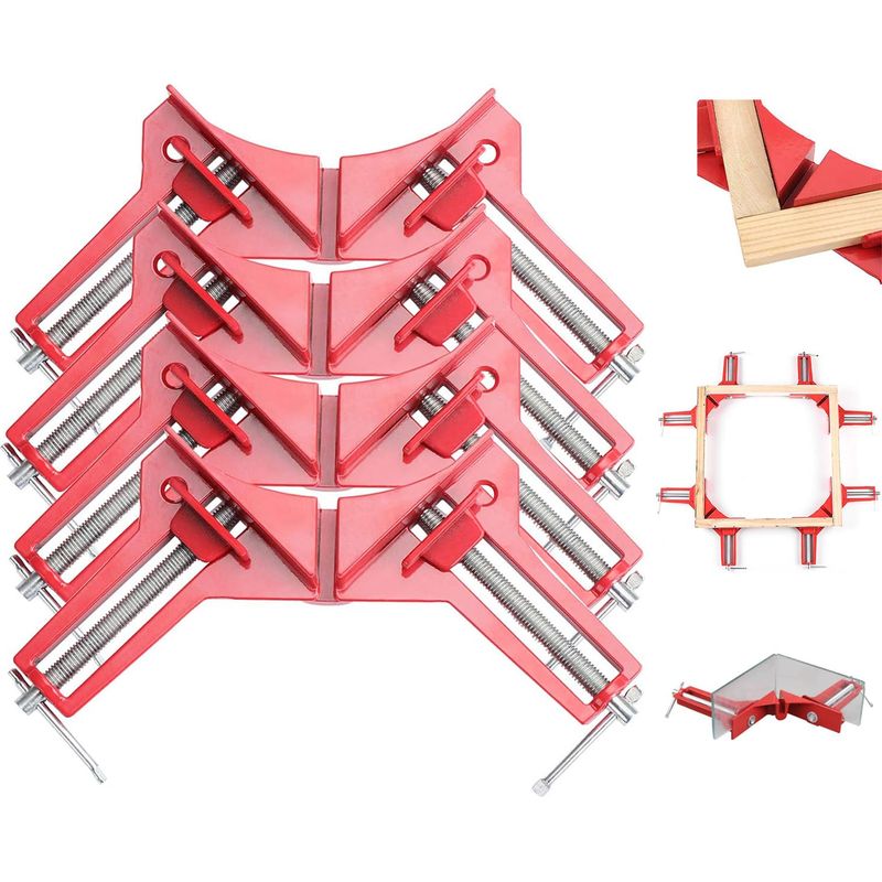 90°-winkelklemme – Set Mit 4 Robusten Aluminiumklemmen – 77 Mm Spannbereich – Für Holzbearbeitungs- Und Heimwerkerprojekte