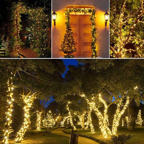 22 M Lange, Wasserdichte Solar-lichterkette – 200 Warmweiße Leds – 8 Beleuchtungsmodi – 8 Stunden Akkulaufzeit – Ip65 Wasserdicht Für Den Außenbereich
