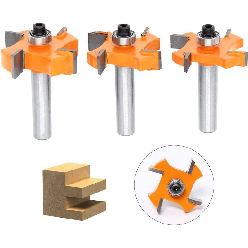 3-teiliges Nut- Und Feder-fräserset – 4 X 8 Mm Fräser Für Hartholz – 6,35 Mm Schnitttiefe – Kugellager Für Effizienten Betrieb