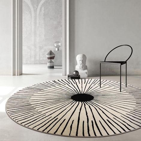 Runder Kinderteppich 120 Cm – Geometrisches Muster Aus Weicher Mikrofaser – Luxuriöse Dichte Für Wohn- Und Schlafzimmer – Moderne Dekoration