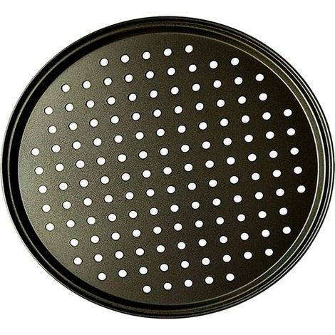 Aiducho Pizzablech, Gestanzt, Flach, Aus Kohlenstoffstahl, Perforiert, Vielseitig Verwendbar, Antihaftbeschichtet, Für Gebäck, Pizza, Kuchen, Sandwiches, Würstchen, Frikadellen