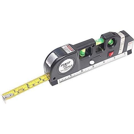 Aiducho Multifunktionaler Tragbarer Linienlaser – Hellerer Vertikaler Nivellierlaser – 4-in-1 Rotlaser – Infrarotlaser-nivelliergerät – Kreuzlaserstreifen Mit 2,5 M Maßband
