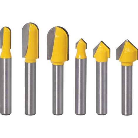 6 Fräser Mit 6,35-mm-schaft, 3 Rundfräser Und 3 90°-rundnutfräser Für Die Holzbearbeitung, Schnittdurchmesser 6,35 Mm, 9,52 Mm, 12,7 Mm