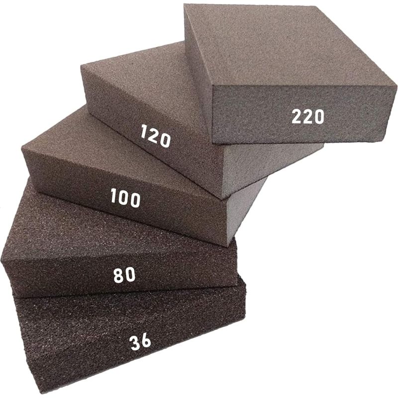 Schleifschwämme, 5 Stück Nass- Und Trockenschleifklötze, Nassschleifklötze 36, 80, 100, 120, 220 Mm, Schleifpapier Für Holz, Kunststoff, Metall, Lack Und Karosserie