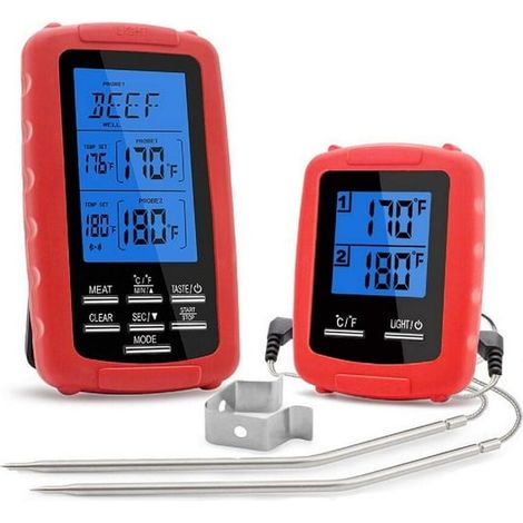 Aiducho Kabelloses Lebensmittelthermometer Für Grill Und Backofen, Digitales Thermometer Mit Zwei Sonden Für Grill, Smoker Und Küche