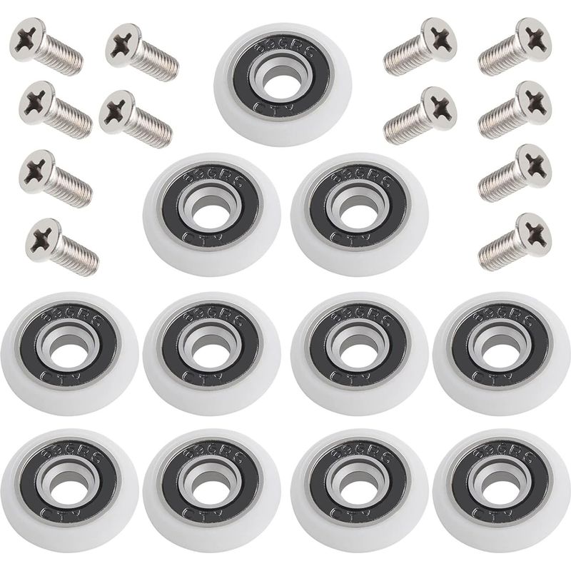 12 Stück Duschkabinen-rollen, Schiebetürrollen, Türrollen, Inklusive Schrauben, Für Duschkabinen-schiebetüren, Weiß, 23 Mm