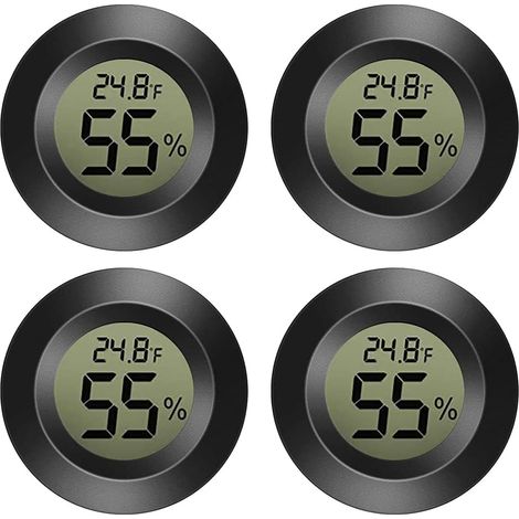 Aiducho Mini-hygrometer, 4er-pack, Kleines Digitales Thermometer-hygrometer Zur Messung Der Luftfeuchtigkeit Im Innen- Und Außenbereich, Geeignet Für Auto, Gewächshaus, Haus, Keller, Schwarz