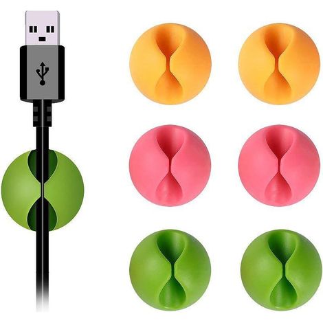 Aiducho Kabelclips Aus Polystyrol (ps), Schreibtischkabelclips Aus Polystyrol (ps) Für Alle Ihre Computer-, Strom-, Lade- Oder Mauskabel (bunt, 6 Stück)