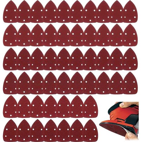 Aiducho 60 Stück Schleifpapier, Schleifdreiecke, Schleifmaus-schleifpapier, Quetschschleifpapier, Klettverschluss, Verschiedene Körnungen 40, 60, 80, 100, 120, 150, 180, 240, 320, 400