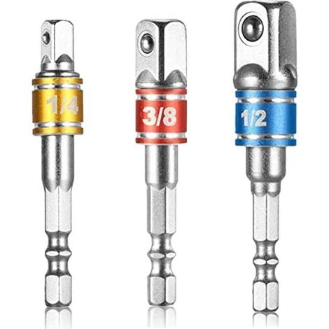 Aiducho 3 Sechskant-steckschlüsselhalter - 1/4", 1/2", 3/8" - Adapter Und Verbindungsstücke Verlängerung.