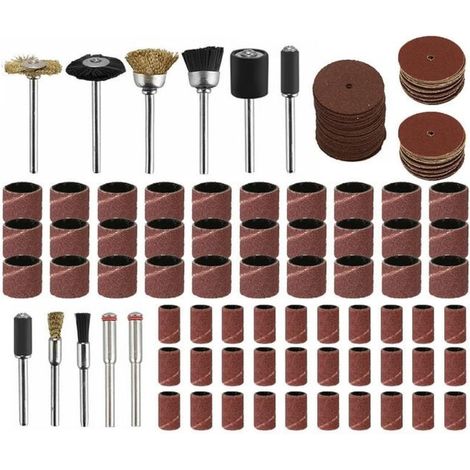 Aiducho 150 Stück Schleifbandtrommelhülse 60/120/240 Körnung / Messing-stahldrahtscheibe Bürste Polieren Reinigungs Rotationswerkzeug / Schleifscheiben