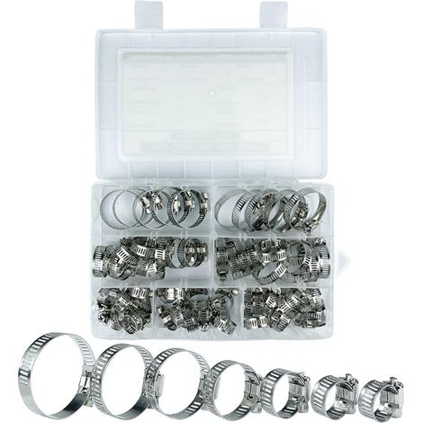 Aiducho Schlauchschellen, Edelstahl-schlauchschellen, 60 Stück, 8–38 Mm, 7 Verschiedene Größen, Für Schwimmbäder, Waschmaschinen, Geschirrspüler, Hauswasserleitungen