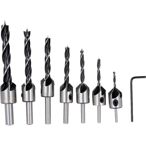 Aiducho Hss 5 Fasenschneider, 7-teilig, Nuten Senk Bohrer Set Schraubendreher Reibahle Holz Metall Aluminium Kunststoff Senkbohrer Werkzeug 3–10 Mm.