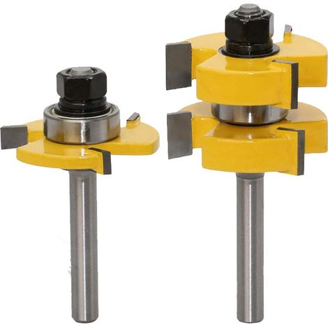 Aiducho Set Aus 2 Nut- Und Feder-schlagmessern, 8-griff, 3-zahn-t-förmiges Messerset, 8 Mm T-förmiger Schaft, Holzbearbeitungswerkzeug