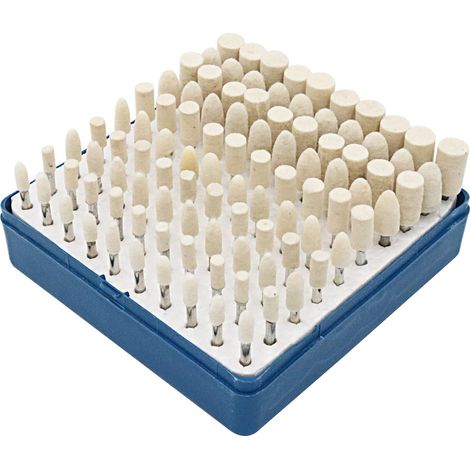 Aiducho Polierscheiben-set Mit Wollfilz-aufsätzen, Kegelschleifscheiben, Lackieraufsatz, Zubehör Für Dremel-rotationswerkzeuge, 3 Mm Schaft, 100 Stück