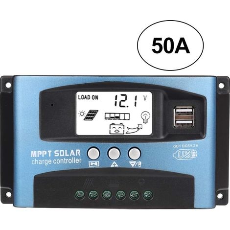Aiducho Solar-laderegler Mit Lcd-display, Mppt 50a Dual-usb-solar-laderegler Mit Lcd-display, 12v/24v