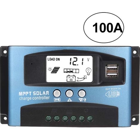 Aiducho Solar-laderegler Mit Lcd-display, Mppt 100a Dual-usb-solar-laderegler Mit Lcd-anzeige, 12v/24v