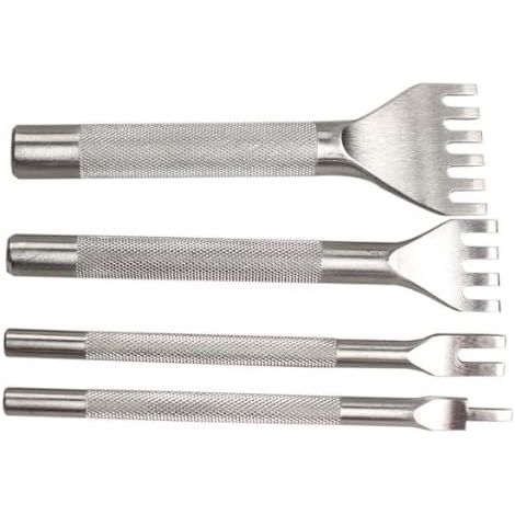 Aiducho 4-mm-lochstanzer-set Für Heimwerker, Lochstanzer-set Für Leder, Bastelschere Aus Stahl, 1/2/4/6 Zähne, 4-teilig