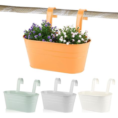 Aiducho 4er-set Metall-hängeblumentöpfe Mit Abnehmbarem Haken, Abnehmbar, Ohne Abflussloch, Für Garten, Balkon, Terrasse, Zaun