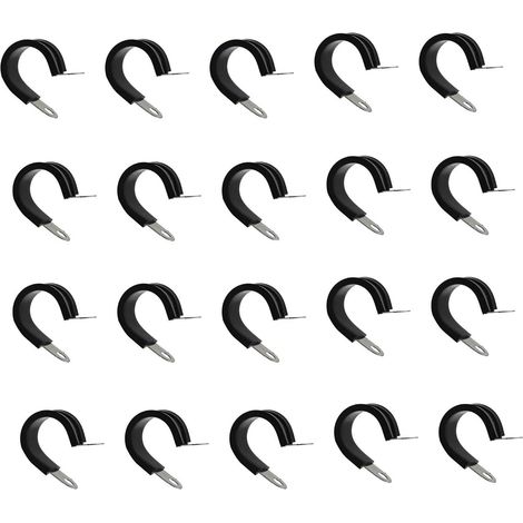 Aiducho Packung Mit 20 Isolierten Schlauchschellen Typ R Aus Edelstahl 304 Mit Gummipolsterung, 20 Mm Durchmesser