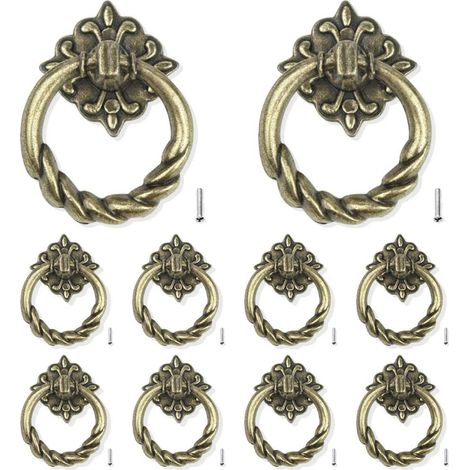 Aiducho 10-teiliges Set Türgriffe, Schubladengriffe, Bronzefarbene Schrankgriffe Für Küchenmöbel, Schubladentüren Im Französischen Stil
