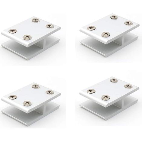 Aiducho Set Mit 4 180°-glasklemmen Zur Beidseitigen Befestigung Von Glas An Duschen, Tischen Und Paneelen Klemmbereich: 10–12 Mm