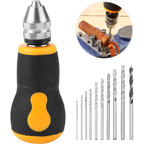 Aiducho Micro Mini-handbohrmaschine, Tragbares Werkzeugset Mit Kleiner Handbohrmaschine Und 10 Spiralbohrern (0,8–3,0 Mm), Präzisionsstiften, Schraubstock, Holzbearbeitungs-handbohrmaschine Für M