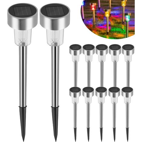 Aiducho Solar-gartenleuchten Für Den Außenbereich, 12er-set Wasserdichte Gartenleuchten, Kabellose Leuchten Mit Farbigen Leds, Solar-gartenbeleuchtung Für Terrasse, Rasen Und Wege, Ip65 Wasserdicht