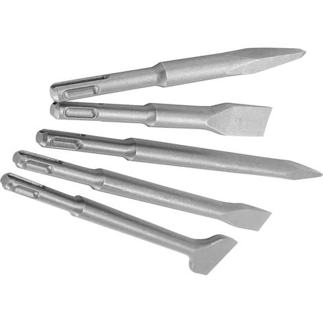 Aiducho 5-teiliges Schlagbohrer-set, 40cr-rundschaftbohrer, Stahl-hammerbohrer, Flachmeißelspitze, Steinmeißel-set Für Beton, Stein, Ziegel Und Fliesen