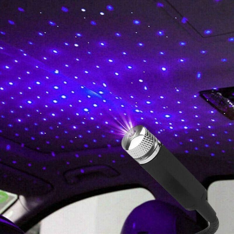 Led-projektorlampe (blaues Licht) Mit Usb-anschluss Für Das Autodach, Violettes Sternenhimmel-beleuchtungsmuster, Einstellbares Nachtlicht, Mehrere Lichteffekte