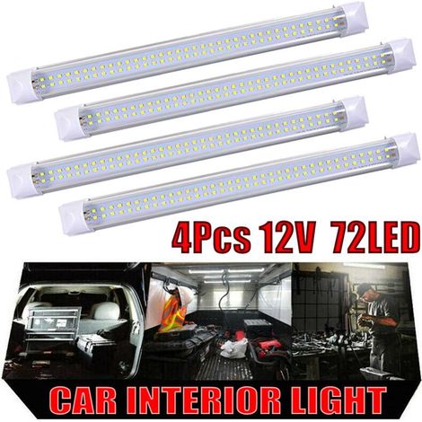 Aiducho 4er-set – Doppelreihige Led-fachbeleuchtung, Auto-innenraumbeleuchtung, 72 Led-röhren, Transporter- Und Wohnwagenbeleuchtung, Leselampe