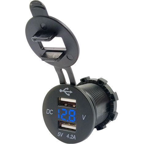 Aiducho Usb-zigarettenanzünder, Doppel-usb-buchse, Wasserdichte 5v/4,2a Kfz-ladebuchse Mit Led-anzeige Für 12v/24v Fahrzeuge, Lkws, Wohnwagen, Boote, Motorräder Und Schiffe