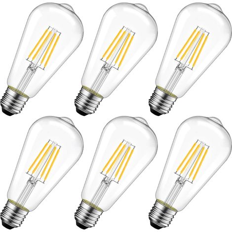 4-w-edison-led-glühbirne E27 St64 (entspricht Einer 40-w-glühbirne), 470 Lm, Warmweiß (2700 K), Vintage-retro-glühbirne, Nicht Dimmbar, 6er-pack