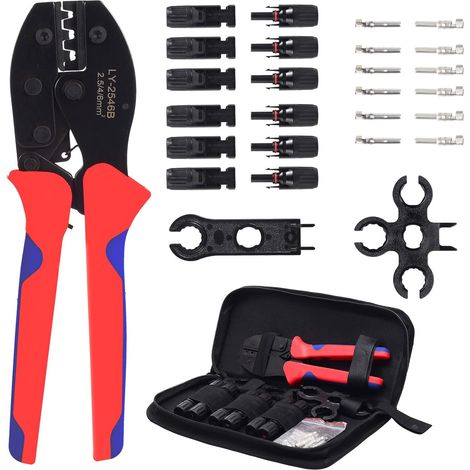 Aiducho 27-teiliges Solar-crimpwerkzeug-set Für 2,5/4,0/6,0 Mm² Solarmodule, Männliches Pv-kabel, Weibliches Solarmodul, 1 Crimpwerkzeug, 2 Schraubenschlüssel, Crimpwerkzeug-set