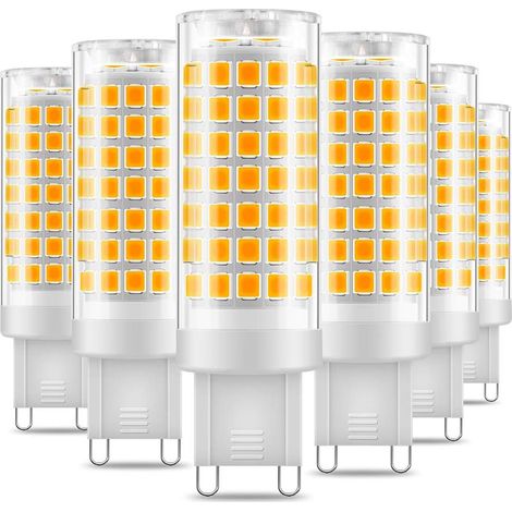 G9 Led-lampe, Flimmerfrei, 5 W, Warmweiß (3000 K), 650 Lm, Energiesparend, Entspricht 48 W Halogenlampe, 360° Abstrahlwinkel, 220–240 V Wechselstrom – 6er-pack