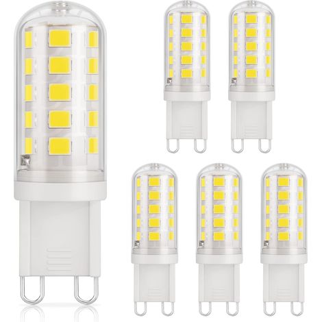 G9 3w Led-lampe, 350 Lm, Entspricht 40w Halogen, Kaltweiß 6000k, 220–240v, Farbwiedergabeindex (cri) 82, Nicht Dimmbar, Energiesparend, Keramiksockel, Standard-g9-fassung, 6er-pack