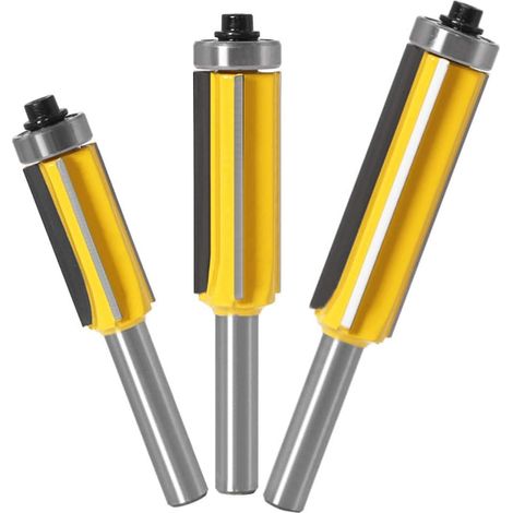 Aiducho 8-mm-schaft-holzfräser-set Mit 4 Klingen, 3-teiliges Set Mit Zier- Und Musterfräsern, Bündigfräser Mit Schaft