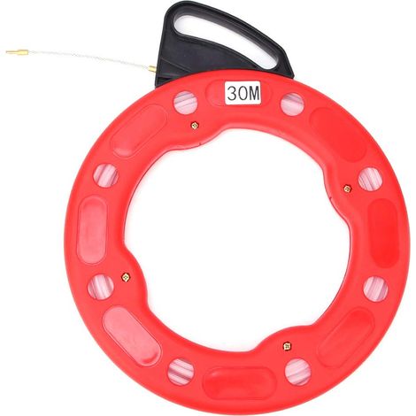 Aiducho 4,0 Mm Kabelzieher Mit Rotem Nylon-federkopf, 30 M, Für Glasfaserwände, Nylon, 30 Meter/98,4 Fuß