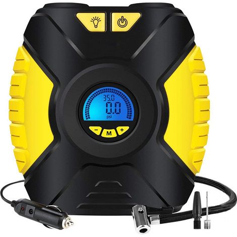 Aiducho Elektrischer Reifenfüller, Mini-12v-pumpe Für Auto Und Fahrrad Mit Manometer, Ventiladaptern Und Led-licht