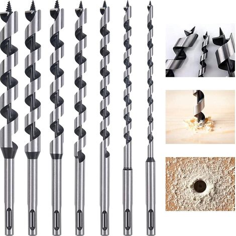 Aiducho Spiral-holzbohrer-set, 7-teilig, Sds-plus-holzbohrer Aus Kohlenstoffstahl, Spiralbohrer-holzbearbeitungswerkzeug-set, Mit Durchmessern Von 6 Mm/8 Mm/10 Mm/12 Mm/14 Mm/16 Mm/18 Mm