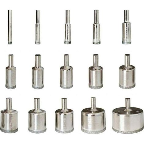 Aiducho Diamantbohrer-set, 15-teilig, 6-50 Mm Lochsägen, Diamantschneider, Kohlenstoffstahl, Für Glas, Keramik, Porzellan, Marmor, Fliesen, Granit