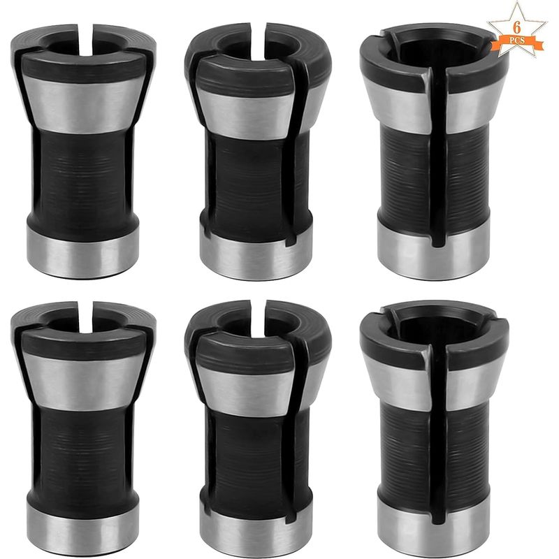 6-teiliges Set Spannzangenfutterköpfe, Futteradapter Für Bohrmaschinen, Spannzangenfutter, Fräsfutter, Holzbearbeitungszubehör (6 Mm, 6,35 Mm, 8 Mm)