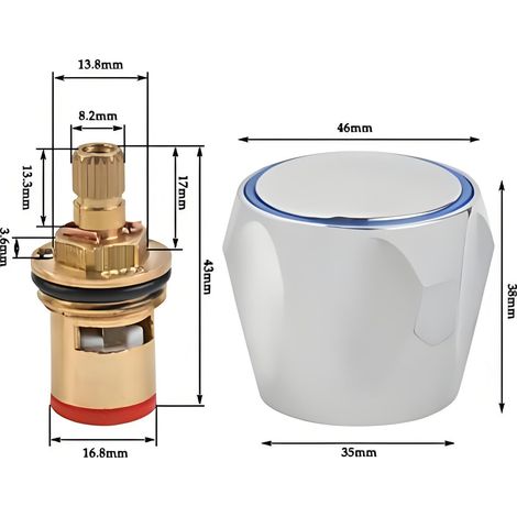 Aiducho Set Mit 2 Universellen Ersatz-armaturengriffen, Ventilen Und Kartuschen, Standard-armaturen-renovierungsset Für Spüle, Küche, Badezimmer (warm- Und Kaltwasser)