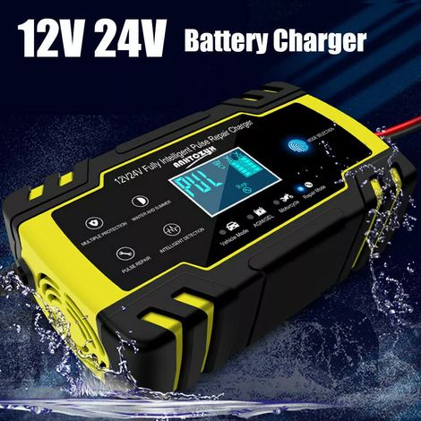 Aiducho 12v/24v 8a Intelligentes Batterieladegerät Mit Automatischer Wartungs- Und Reparaturfunktion, Tragbar Mit Lcd-bildschirm, Für Auto, Motorrad, Lkw, Agm, Gel, Nass, Sla (8-100ah)