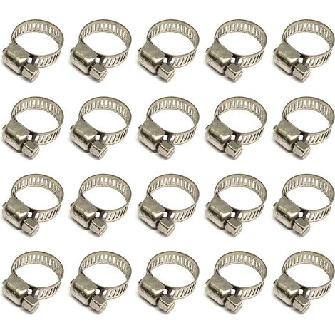 Aiducho 20-teiliges Schlauchschellen-set, Verstellbare Schlauchschellen 12-20 Mm, Schlauchschellen Aus Edelstahl 304, Metallschlauchschellen, Für Schläuche, Gasleitungen, Wasserleitungen, Kabel Und Wa