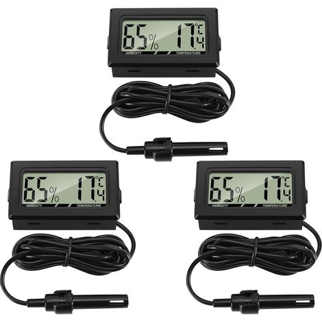Aiducho 3-teiliges Digitales Thermometer-hygrometer Mit Externen Sonden, Temperatur- Und Feuchtigkeitsmessgerät Für Wohnzimmer, Büro, Reptilienbrutkasten, Geflügelhaltung, Reptilien