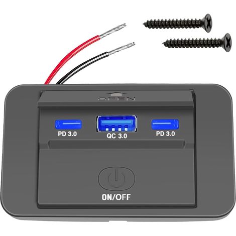 Aiducho Usb-steckdose Für Wohnmobile, 12-v-wandsteckdose, 78-w-qc3.0-usb-autoladegerät, Dual-pd3.0-typ-c-schnellladefunktion Für Mobiltelefone, Wasserdicht Für 12-v-/24-v-boote, Wohnmobile Und Autos