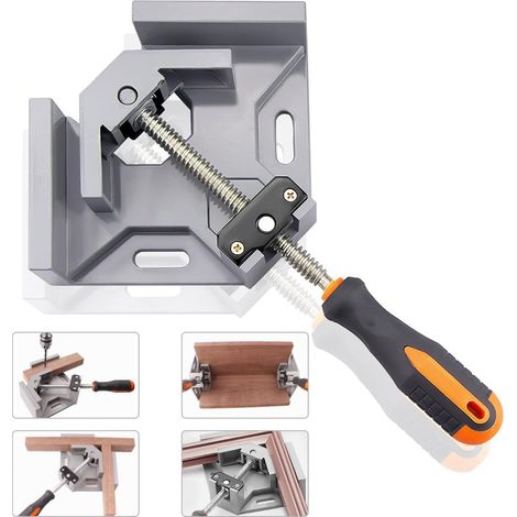 Aiducho Winkelklemme, 90°-eckklemme/einhand-winkelschraubstock Aus Aluminium Mit 70 Mm Spreizkapazität Für Holzbearbeitung, Maschinenbau, Schweißen, Tischlerei